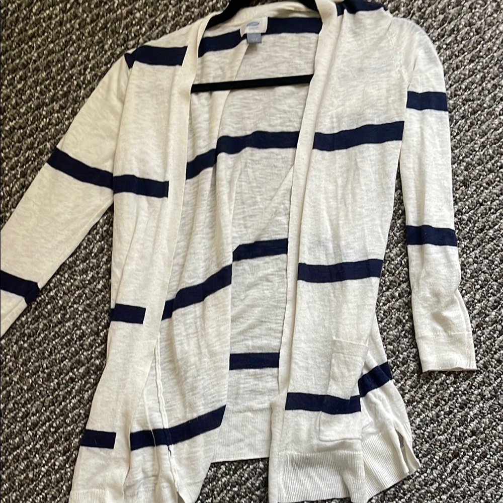 Striped Open-Front Cardigan Sweater